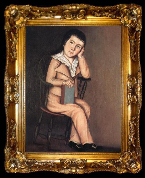 framed  Beardsley Limner Little Boy in a Windsor Chair, ta009-2